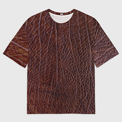 Футболка оверсайз мужская Текстура коричневой кожи, цвет: 3D-принт