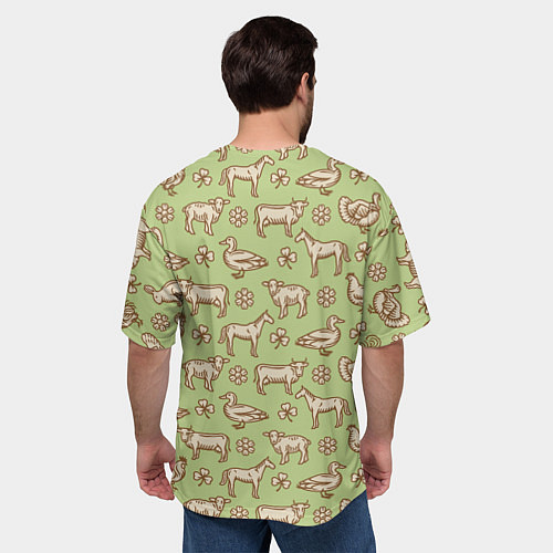 Мужская футболка оверсайз Фермерские животные / 3D-принт – фото 4