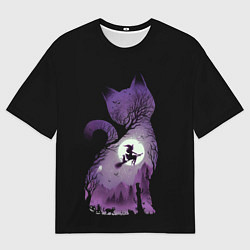 Мужская футболка оверсайз Кот в ночи