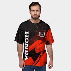 Футболка оверсайз мужская Honda - красная абстракция, цвет: 3D-принт — фото 2