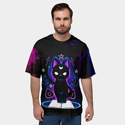 Футболка оверсайз мужская Кот колдун, цвет: 3D-принт — фото 2