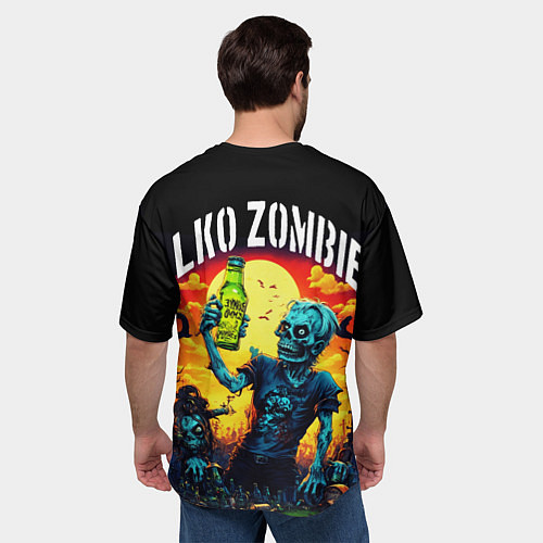Мужская футболка оверсайз Алко зомби с бутылкой пива на отдыхе / 3D-принт – фото 4