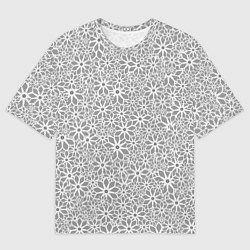 Футболка оверсайз мужская Цветочный паттерн светло-серый, цвет: 3D-принт