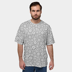 Футболка оверсайз мужская Цветочный паттерн светло-серый, цвет: 3D-принт — фото 2