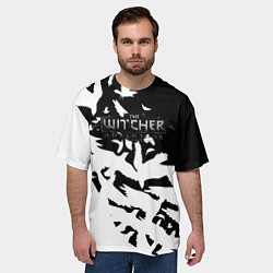Футболка оверсайз мужская Ведьмак птицы паттерн, цвет: 3D-принт — фото 2