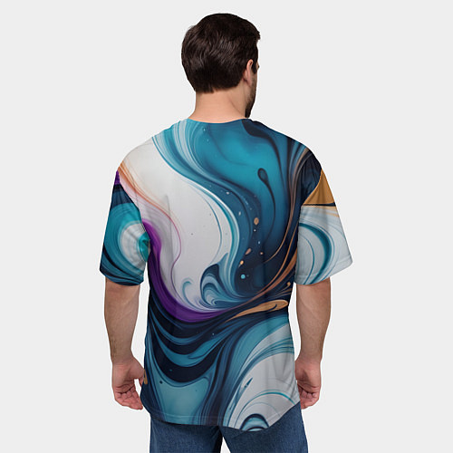 Мужская футболка оверсайз Жидкий цветной узор - нейросеть / 3D-принт – фото 4