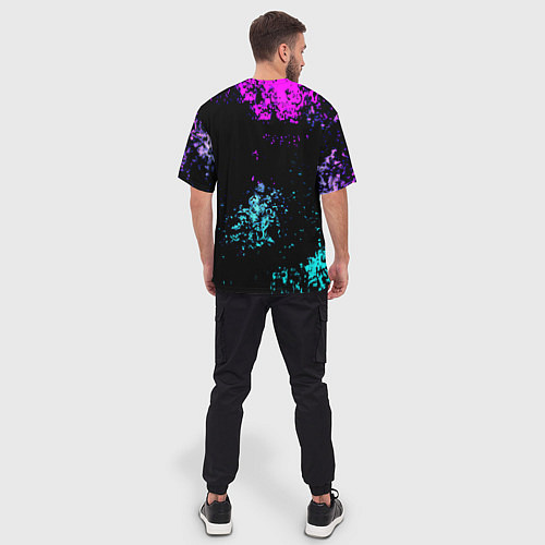Мужская футболка оверсайз Rainbow six неоновые краски / 3D-принт – фото 4