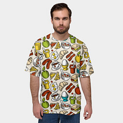Футболка оверсайз мужская Завтрак - цветной, цвет: 3D-принт — фото 2