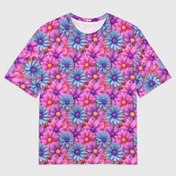 Мужская футболка оверсайз Цветочный паттерн из гербер