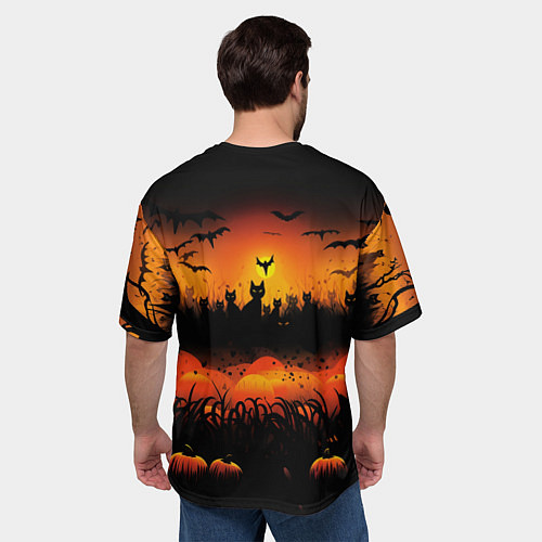 Мужская футболка оверсайз Кошки хэллоуина / 3D-принт – фото 4