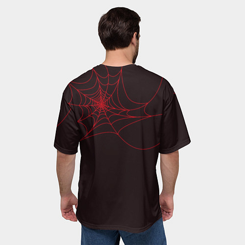 Мужская футболка оверсайз Красная паутина / 3D-принт – фото 4
