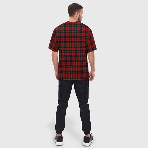 Мужская футболка оверсайз Pajama pattern red / 3D-принт – фото 4