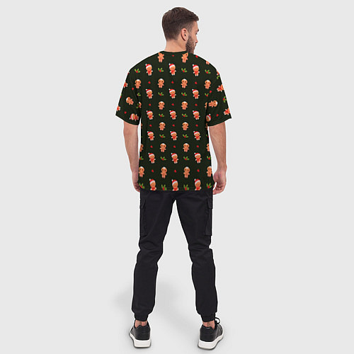 Мужская футболка оверсайз Christmas cockies pattern / 3D-принт – фото 4