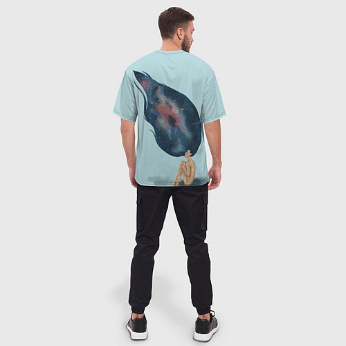 Мужская футболка оверсайз Девушка космос в волосах / 3D-принт – фото 4
