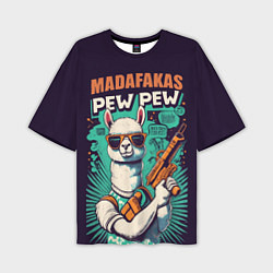 Мужская футболка оверсайз Pew Pew Madafakas - лама с пистолетами
