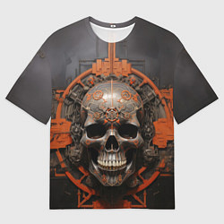 Мужская футболка оверсайз Серый череп с узорами