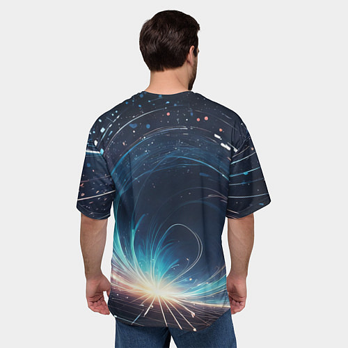 Мужская футболка оверсайз Космический абстрактный узор - нейросеть / 3D-принт – фото 4
