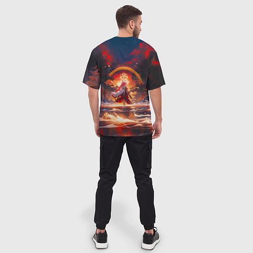 Мужская футболка оверсайз Яэ Мико и небо / 3D-принт – фото 4