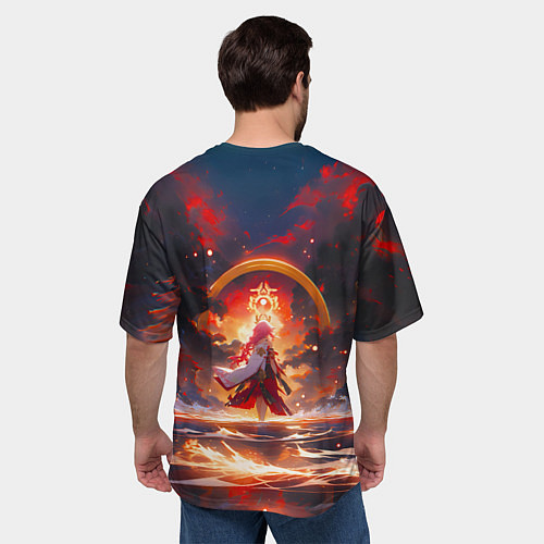 Мужская футболка оверсайз Яэ Мико и небо / 3D-принт – фото 4