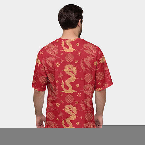 Мужская футболка оверсайз Азиатские драконы - классика / 3D-принт – фото 4