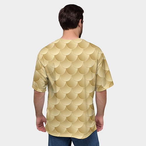 Мужская футболка оверсайз Золотая чешуя / 3D-принт – фото 4