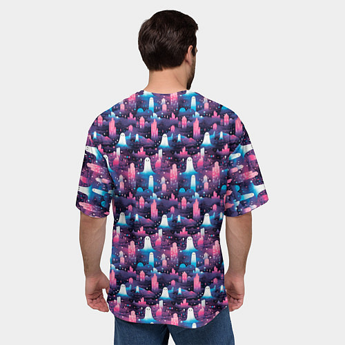 Мужская футболка оверсайз Привидения в облачном городе / 3D-принт – фото 4