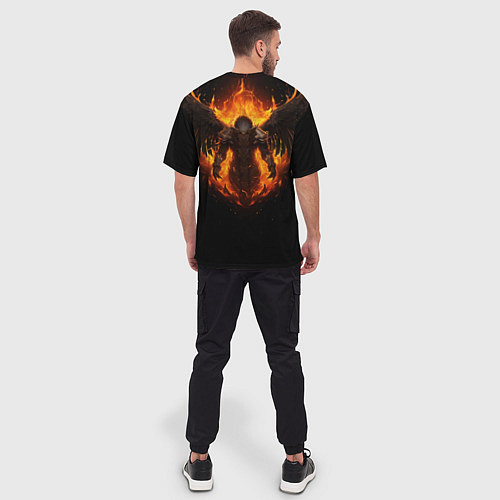 Мужская футболка оверсайз Пламенный Бог Тот / 3D-принт – фото 4