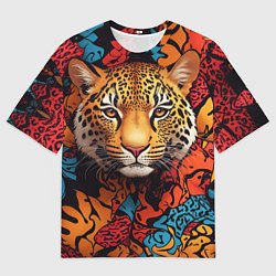 Футболка оверсайз мужская Леопард с африканскими узорами, цвет: 3D-принт