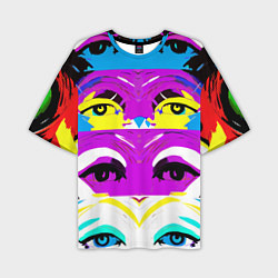 Футболка оверсайз мужская Eyes - pop art - neural network, цвет: 3D-принт