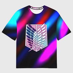 Футболка оверсайз мужская Attack on Titan stripes neon, цвет: 3D-принт