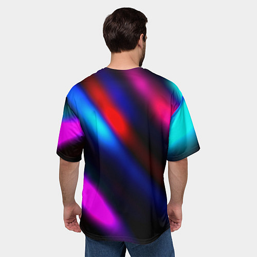 Мужская футболка оверсайз Attack on Titan stripes neon / 3D-принт – фото 4