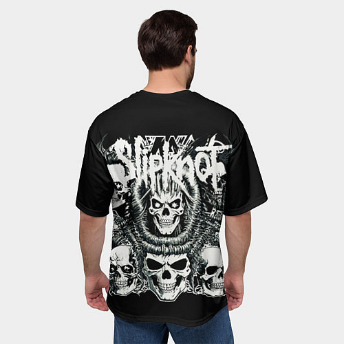 Мужская футболка оверсайз Slipknot и черепушки / 3D-принт – фото 4