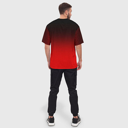 Мужская футболка оверсайз Градиент: от черного до ярко-красного / 3D-принт – фото 4