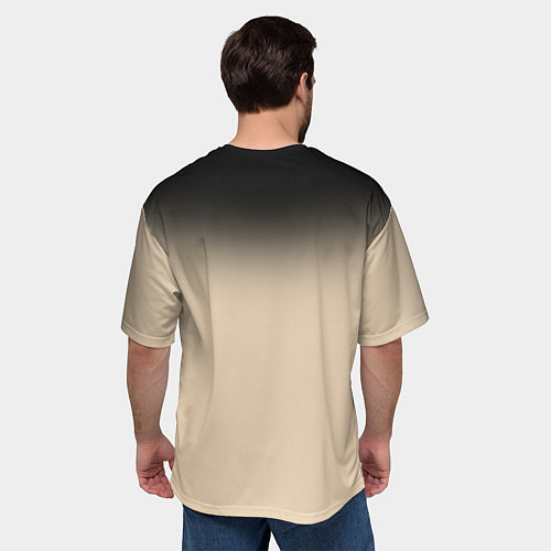 Мужская футболка оверсайз Градиент: от черного к телесному / 3D-принт – фото 4