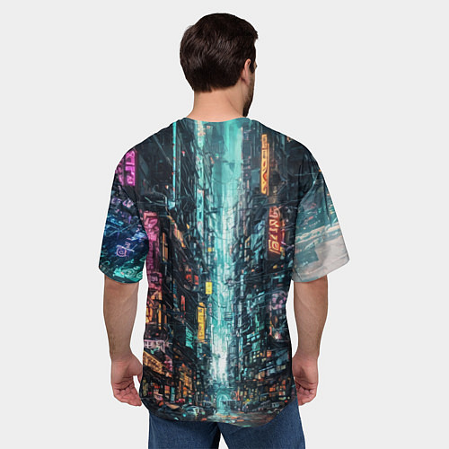 Мужская футболка оверсайз Девушка ксеноморф-киборг / 3D-принт – фото 4