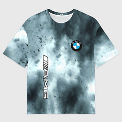 Мужская футболка оверсайз Bmw смок текстура