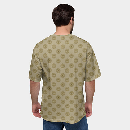 Мужская футболка оверсайз Паттерн глаз с растительным орнаментом на бежевом / 3D-принт – фото 4