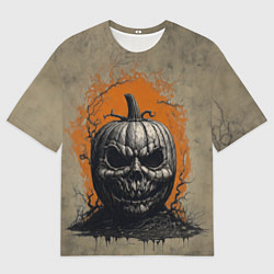 Мужская футболка оверсайз Мрачная хэллоуинская тыква