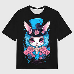 Мужская футболка оверсайз Зайка с розами на Хэллоуин