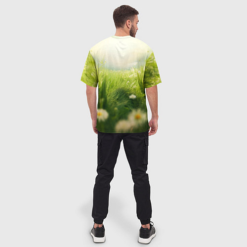 Мужская футболка оверсайз Овечка в траве / 3D-принт – фото 4