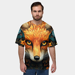 Футболка оверсайз мужская Лис в стиле фолк-арт, цвет: 3D-принт — фото 2