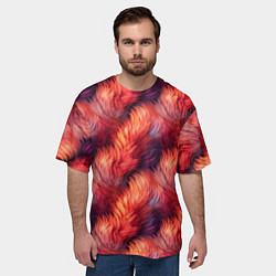 Футболка оверсайз мужская Красный мех паттерн, цвет: 3D-принт — фото 2