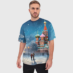 Футболка оверсайз мужская Новогодняя Москва, цвет: 3D-принт — фото 2