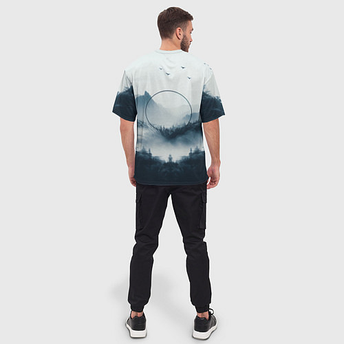 Мужская футболка оверсайз Утренние горы / 3D-принт – фото 4