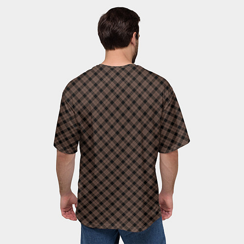 Мужская футболка оверсайз Коричневый клетчатый узор / 3D-принт – фото 4