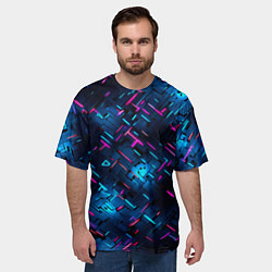 Футболка оверсайз мужская Неоновая сталь cyberpunk, цвет: 3D-принт — фото 2