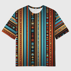 Футболка оверсайз мужская Этнический паттерн в вертикальную полоску, цвет: 3D-принт