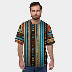 Футболка оверсайз мужская Этнический паттерн в вертикальную полоску, цвет: 3D-принт — фото 2