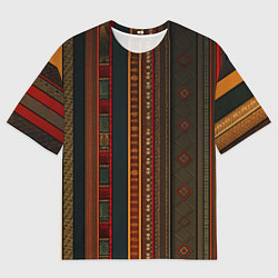 Футболка оверсайз мужская Этнический узор в вертикальную полоску, цвет: 3D-принт