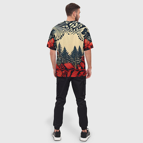 Мужская футболка оверсайз Новогодний лес / 3D-принт – фото 4